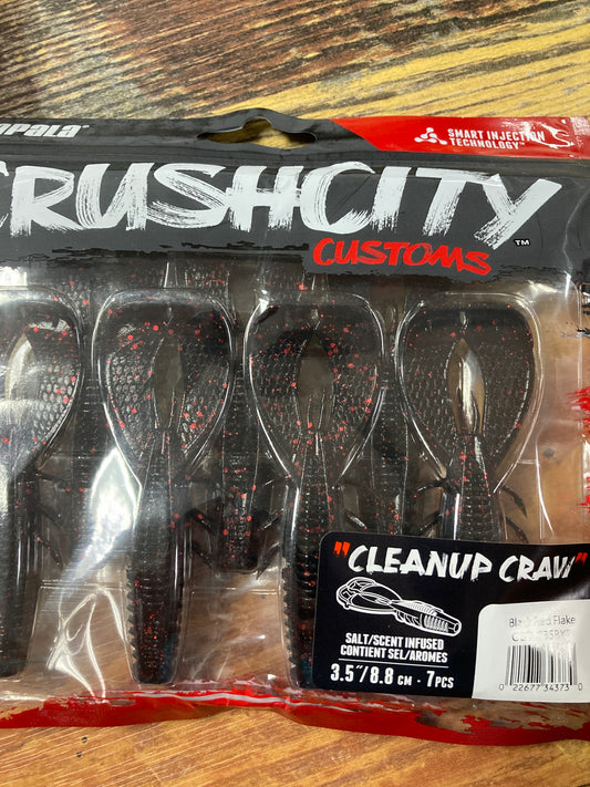 Rapala Crushcity Cleanup Craw 3.5" Black Red Flake