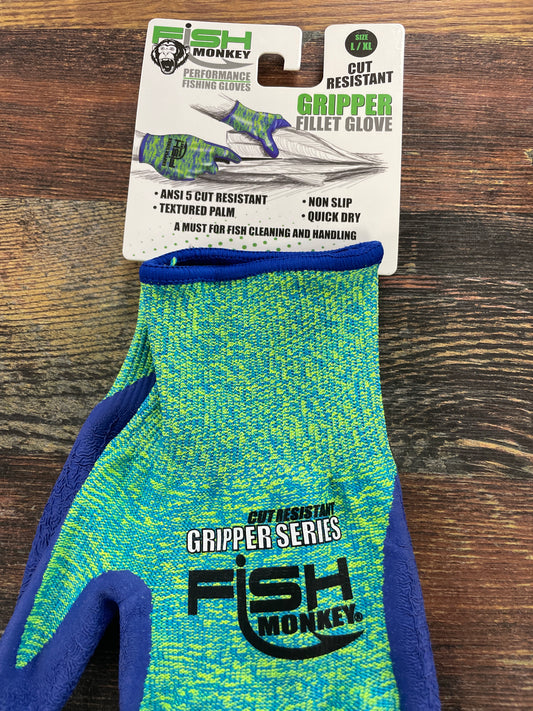 Fish Monkey Fillet Grip Gloves L/XL  Neon Green Royal