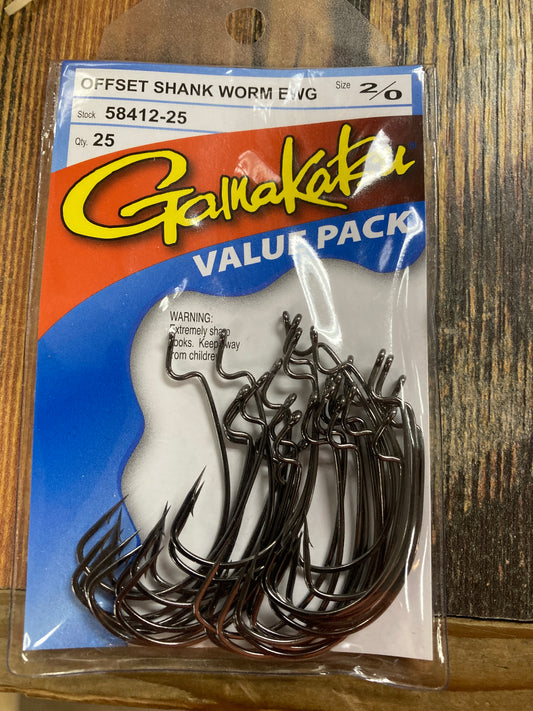 Gamakatsu Offset Shank Worm EWG 2/0 Value Pack