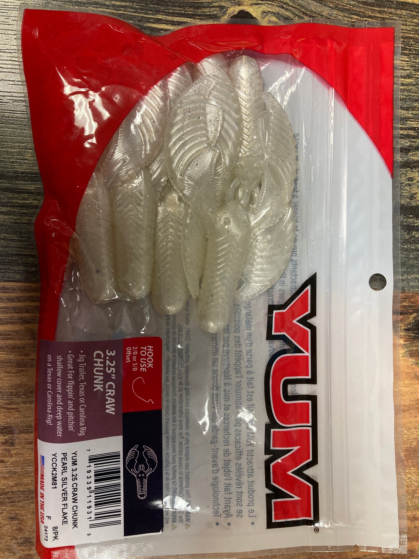 Yum Craw Chunk 3.25 Pearl Silver Flake