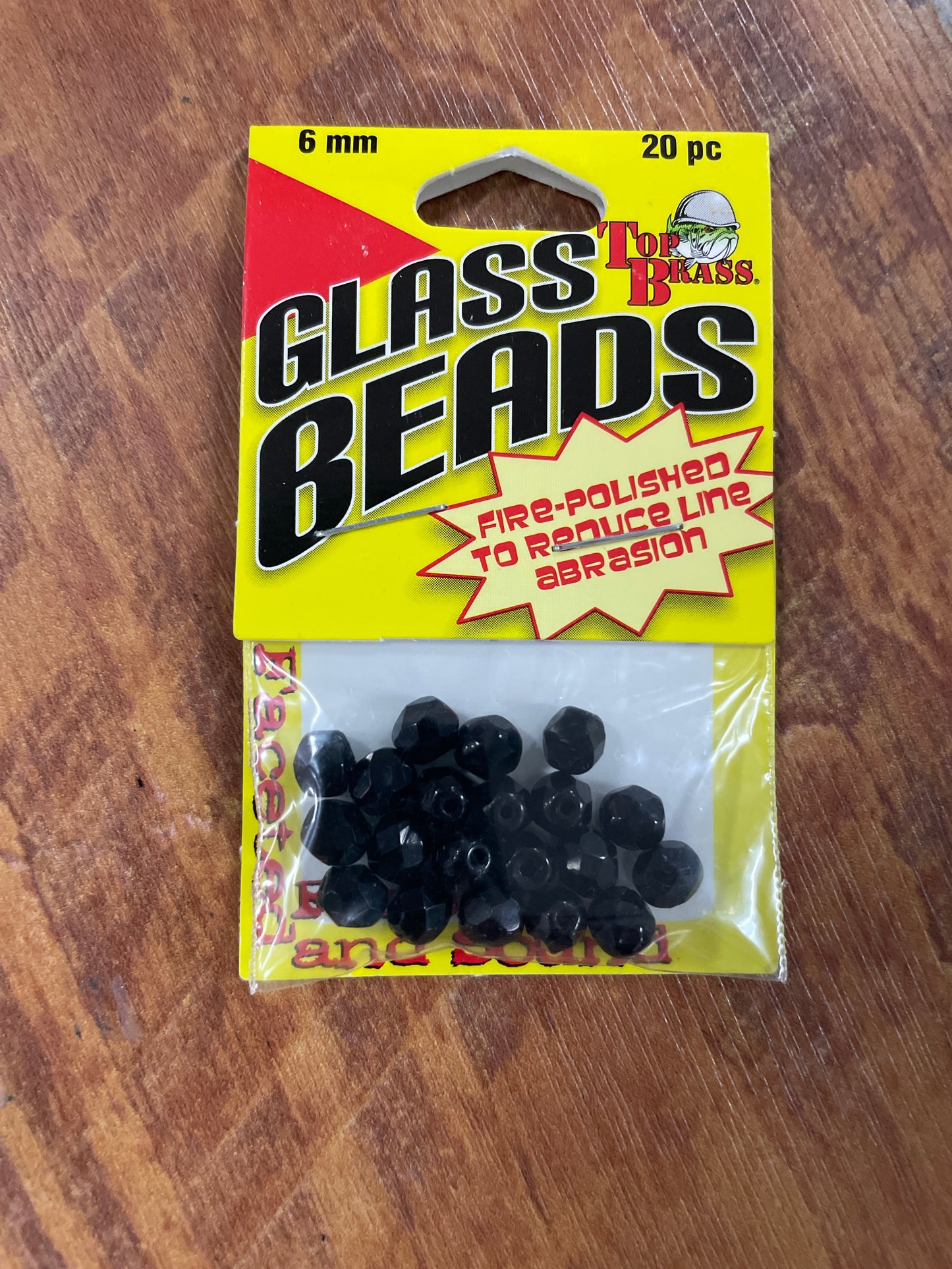 Top Brass Glass Beads 6mm Black