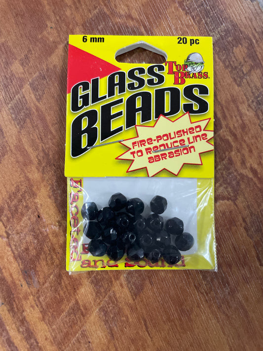 Top Brass Glass Beads 6mm Black