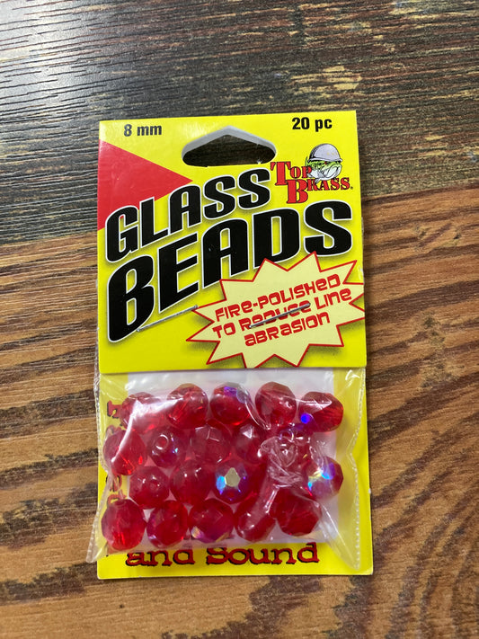 Top Brass Glass Beads 8mm - Red