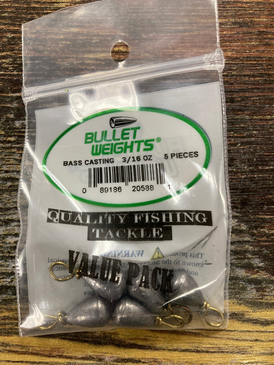 Bullet Weights Bass Casting 3/16 oz. Lead