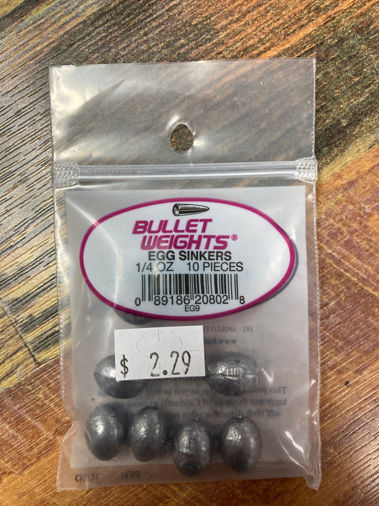 Bullet Weights Egg Sinker 1/4 oz. Lead
