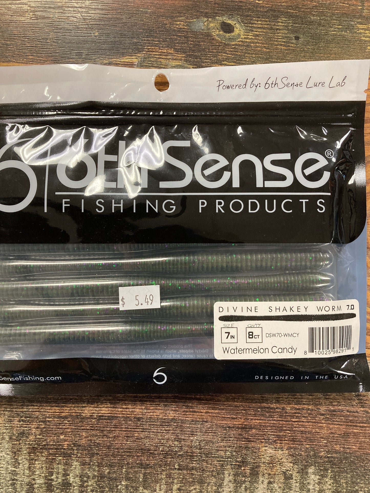 6th Sense Divine Shakey Worm 7.0" Watermelon Candy