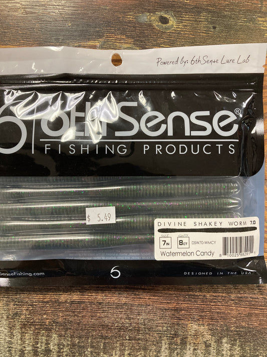 6th Sense Divine Shakey Worm 7.0" Watermelon Candy