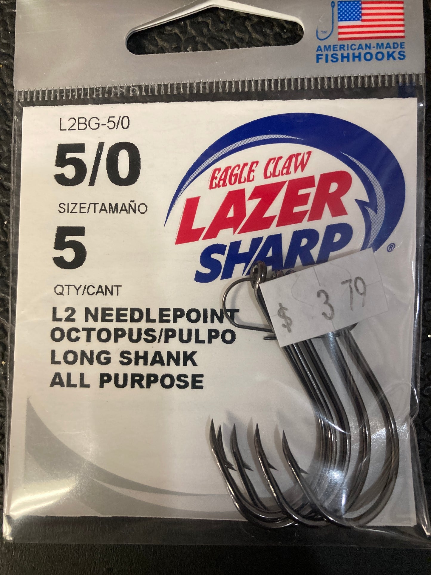 Eagle Claw Lazer L2 Needlepoint Octopus Long Shank 5/0