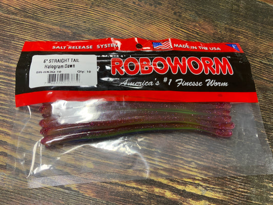 Roboworm Straight Tail 6” Halogram Dawn