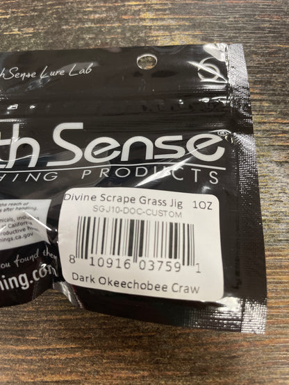 6th Sense Divine Scrape Grass Jig 1 oz. Dark Okeechobee Craw