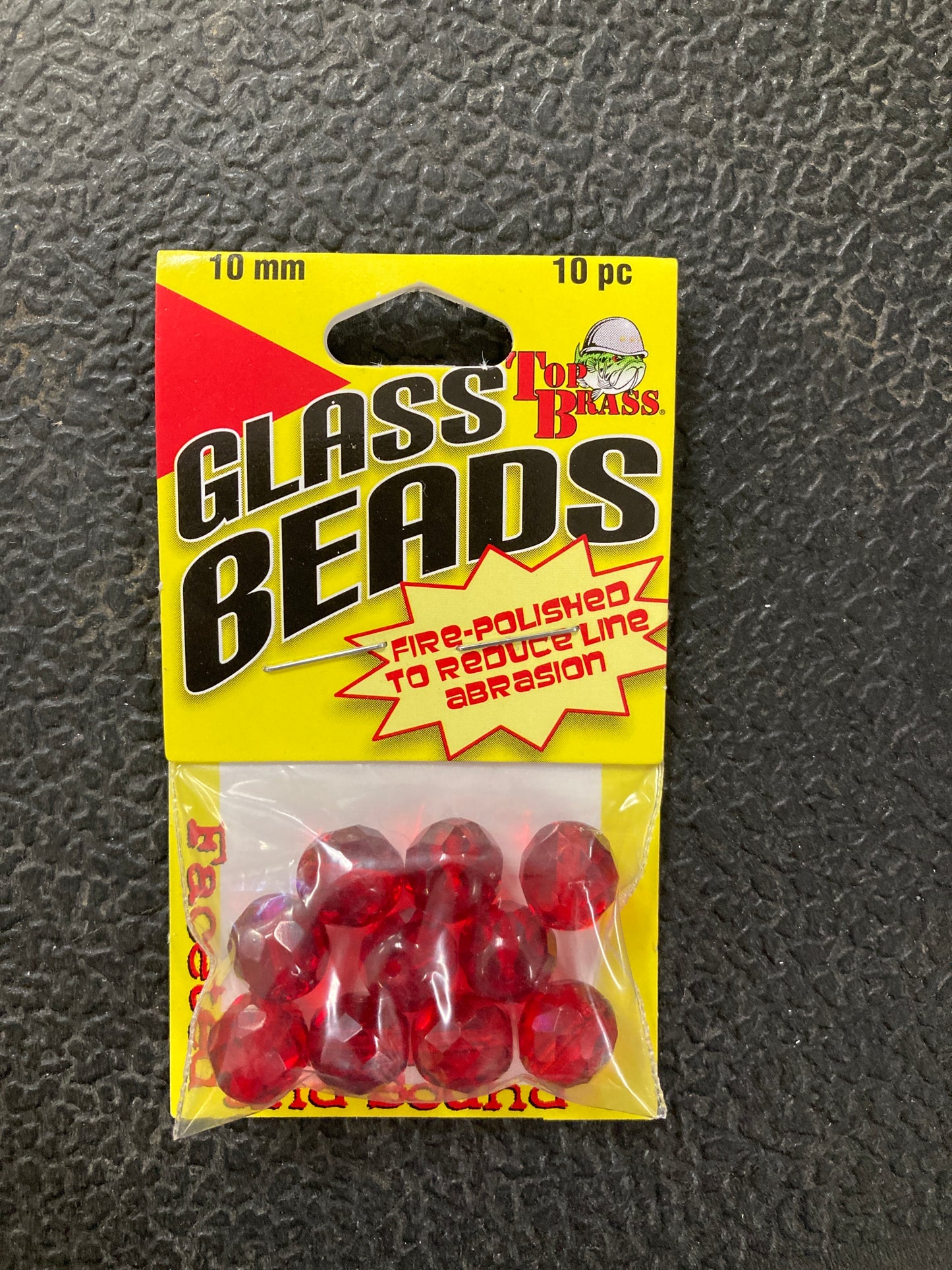 Top Brass Glass Beads 10 mm Red
