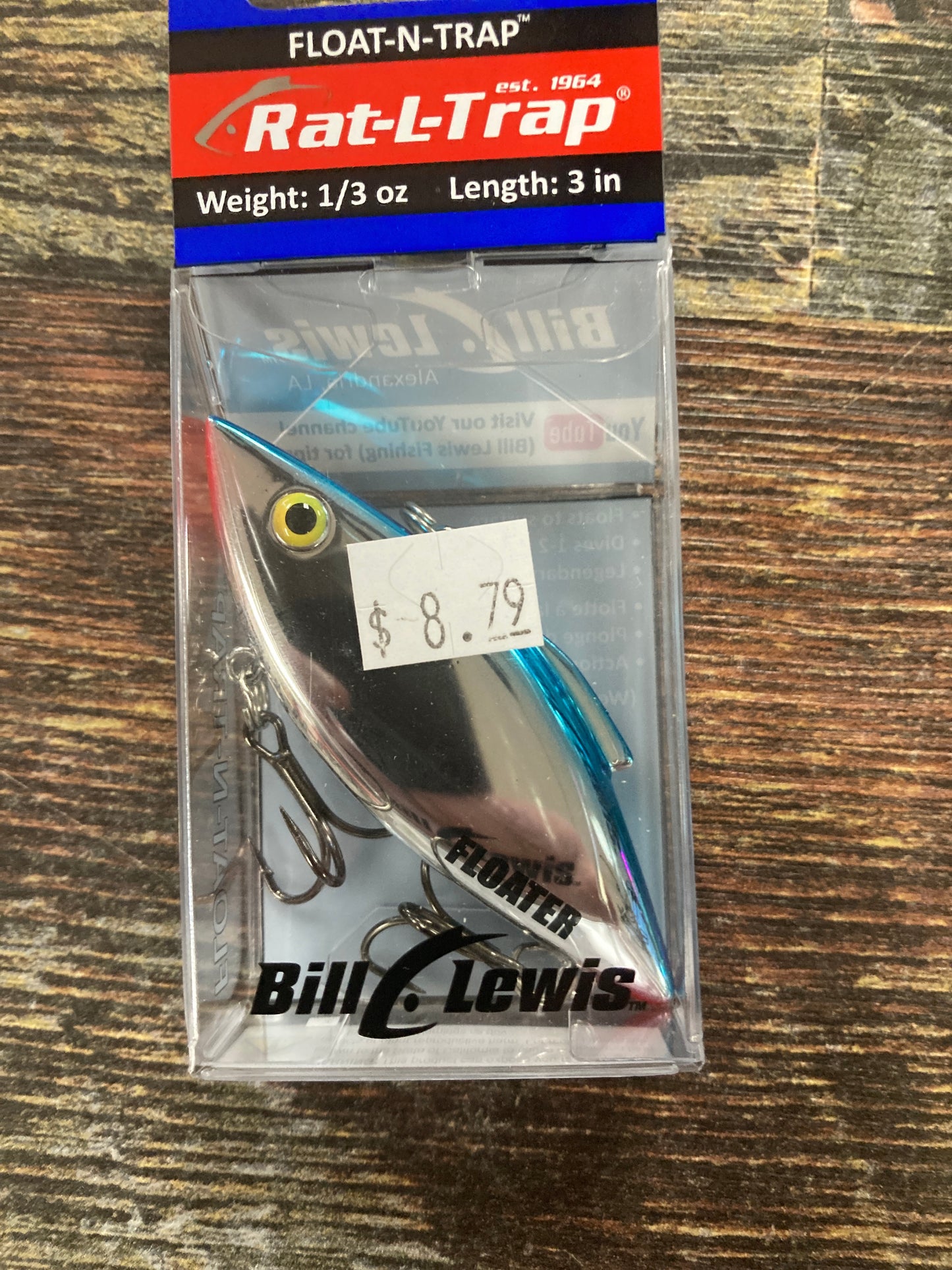 Bill Lewis Flat Rat-L-Trap 1/3 oz. 3" Chrome Blue Back