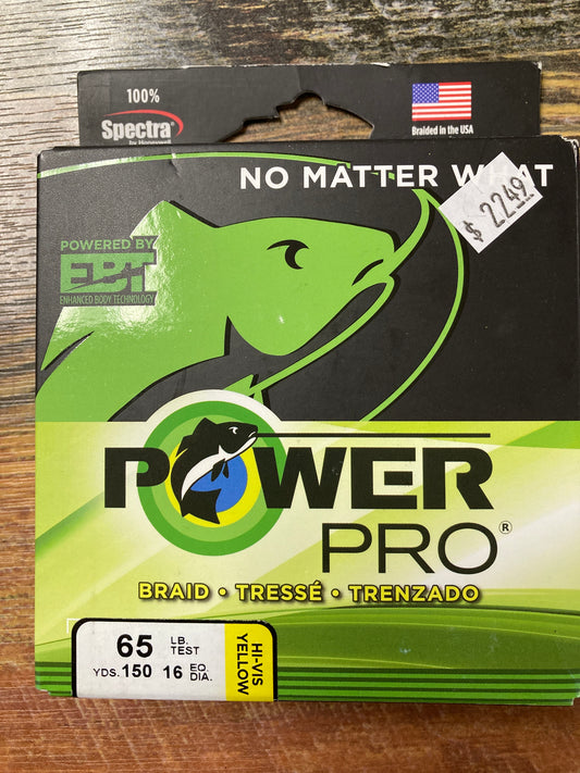 Power Pro Braid 65lbs. 150 yd HI VIS Yellow