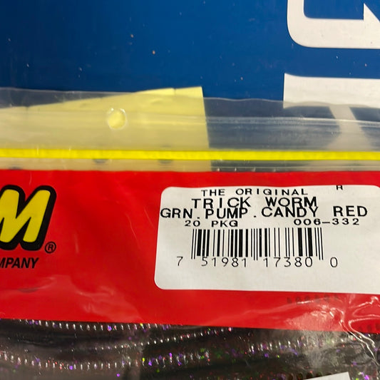 Zoom Trick Worm - Green Pumpkin Candy Red