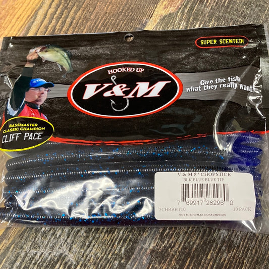 V&M Chopstick 5" Black Blue Tip