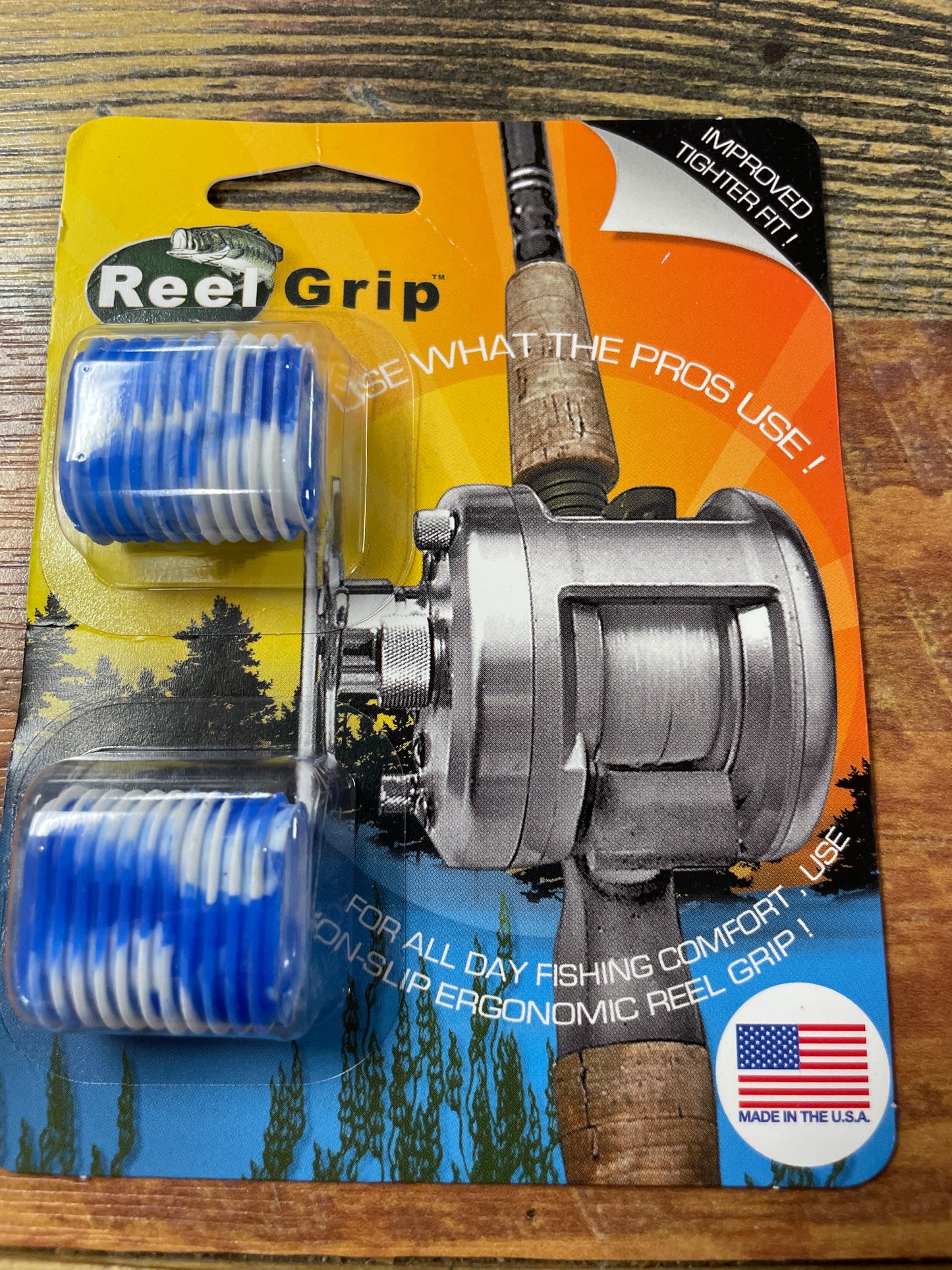 Reel Grip Blue and White