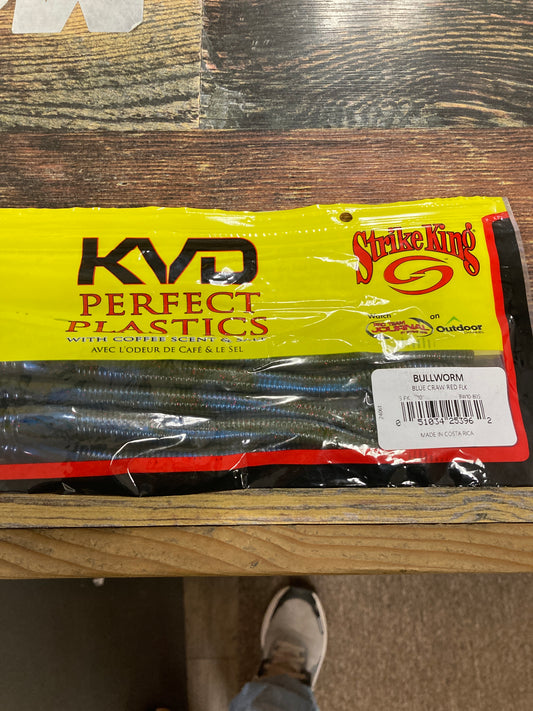 Strike KIng Bullworm 10“ Blue Craw Red Flake