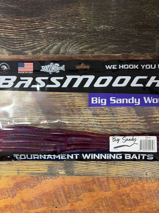 Bassmooch Big Sandy Worm 11” 5 Pack Plum