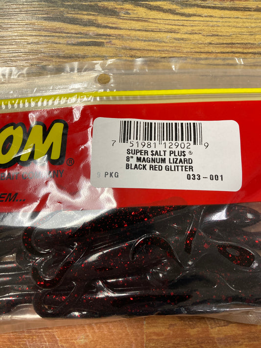 Zoom Mag Lizard 8" Black Red Glitter