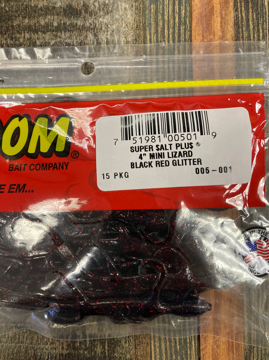 Zoom Mini Lizard 4” Black Red Glitter