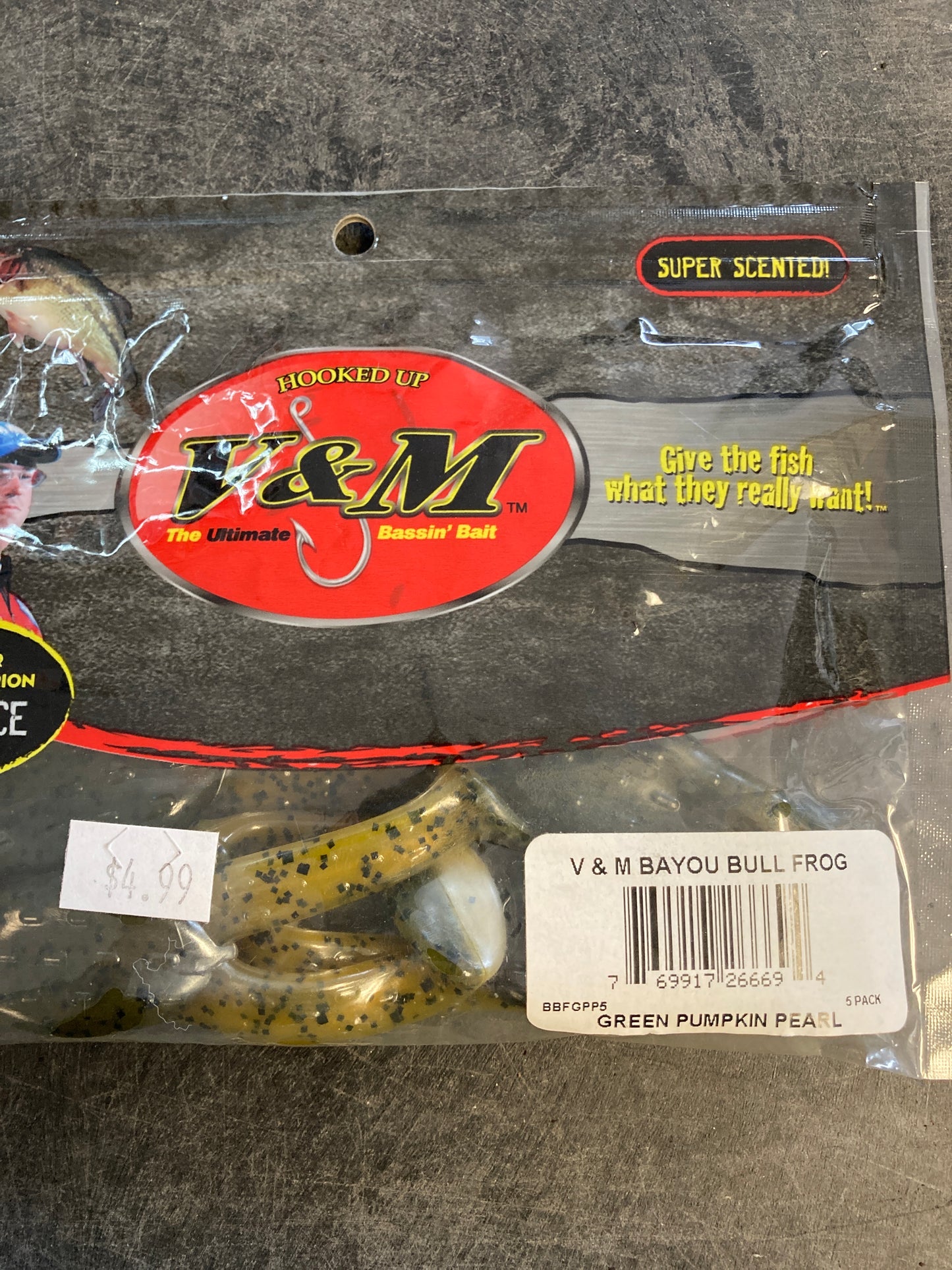 V&M Bayou Bull Frog - Green Pumpkin Pearl