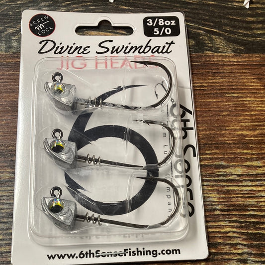 6th Sense Divine Swimbait Jig Heads 3/8 oz. 5/0 Silver Shad