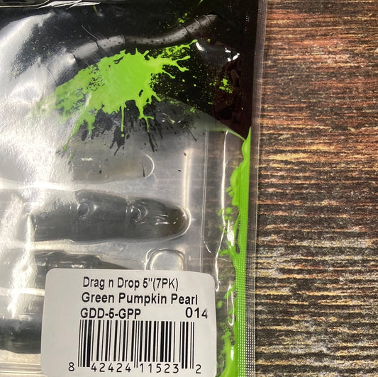 Googan Drag N Drop 5” Green Pumpkin Pearl