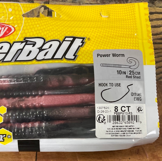 Berkley 10” Power Worm Red Shad