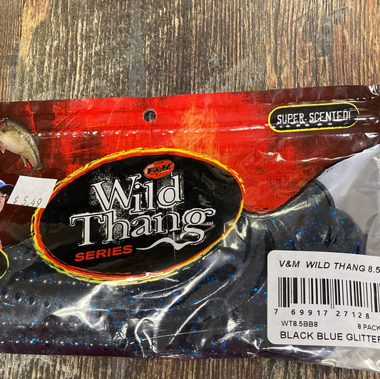 V&M Wild Thang 8.5" Black Blue Glitter