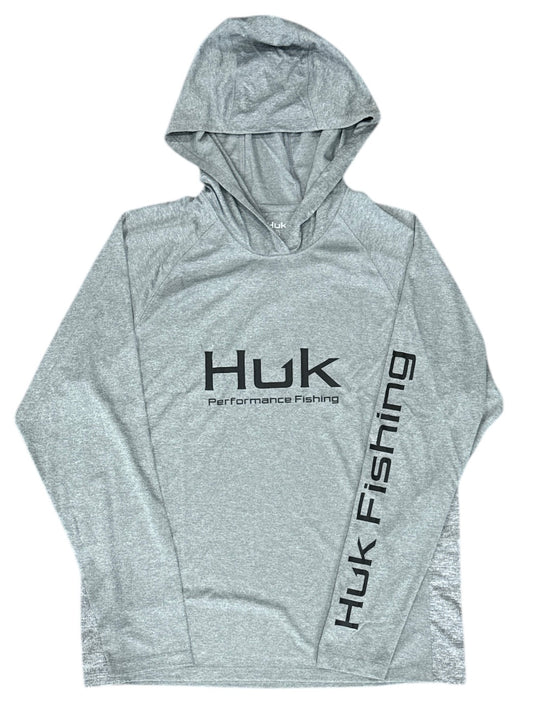 HUK Pursuit LS Hoodie Heather Gray XXL