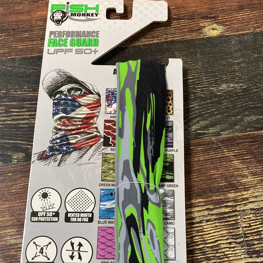 Fish Monkey Face Guard - Green/Black/Gray