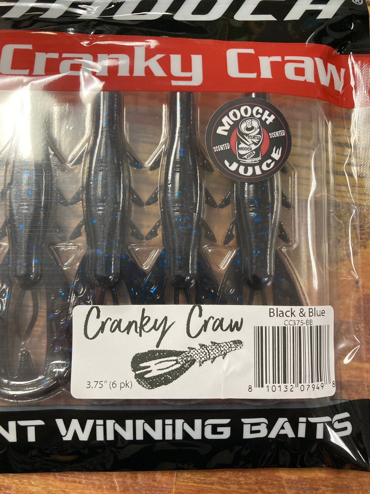 Bassmooch Cranky Craw 3.75” Black & Bkue