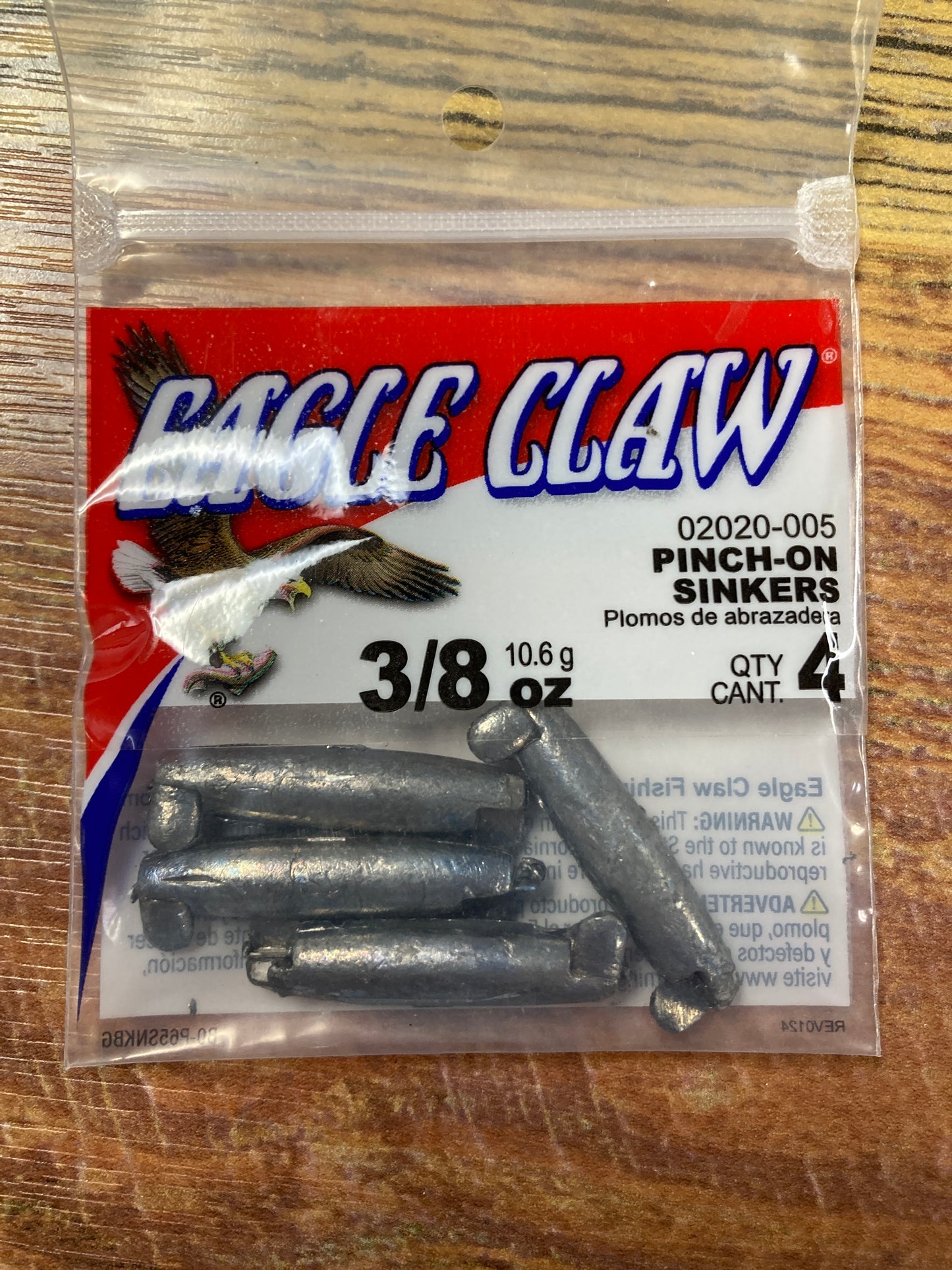 Eagle Claw Pinch On Weights 3/8 oz.