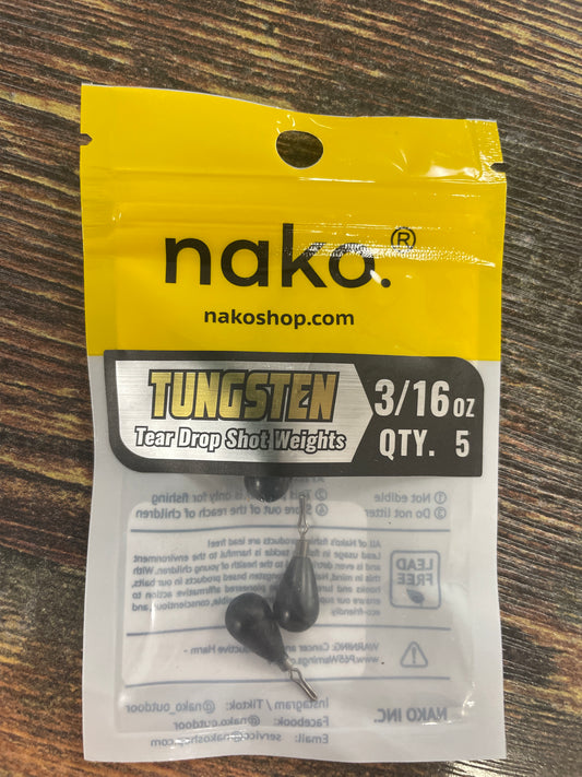 Nako Tungsten Tear Drop Shot 3/16 oz.