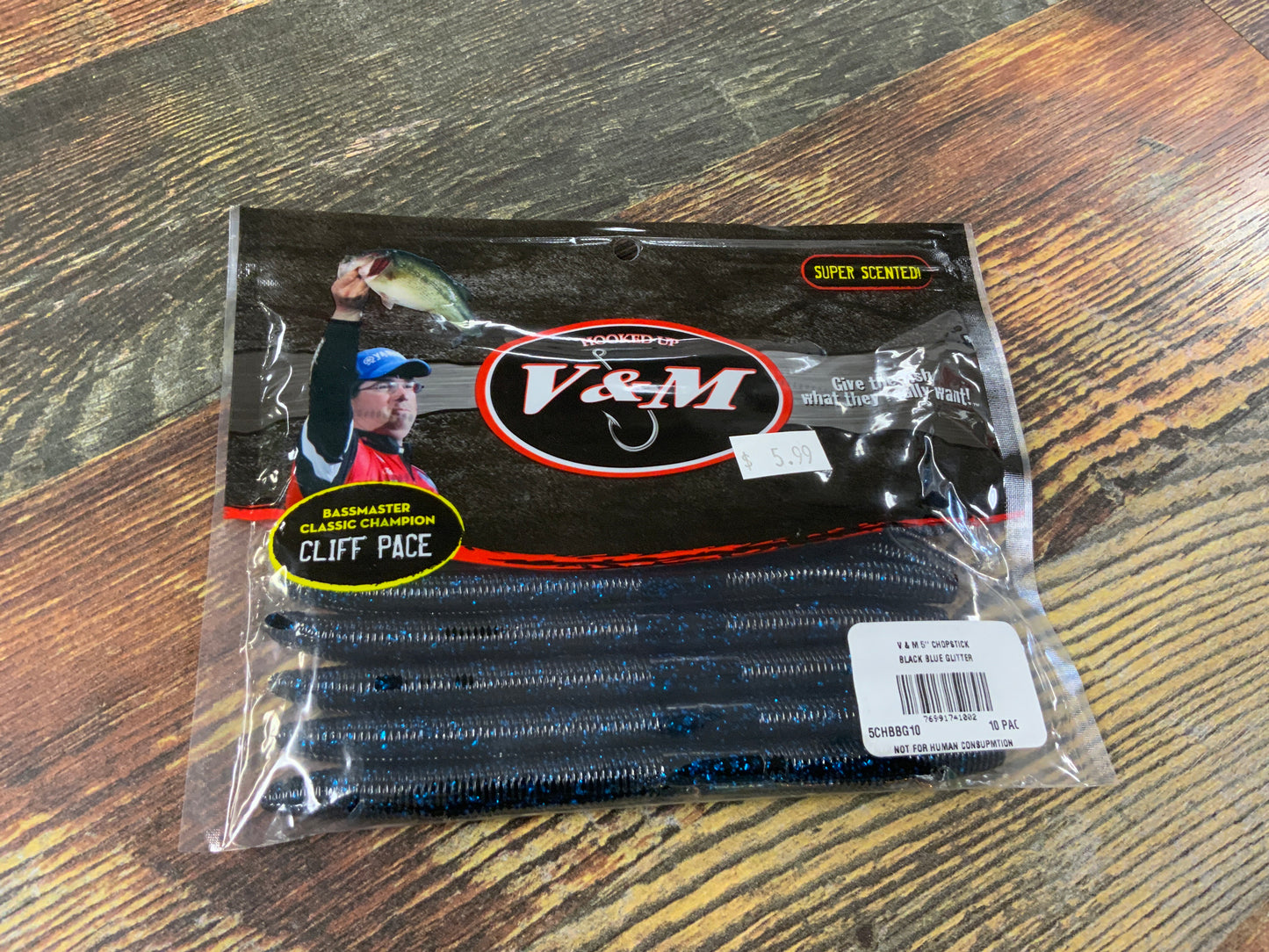 V&M Chopstick 5" Black Blue Glitter