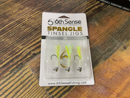 6th Sense Spangle Tinsel Jigs 1/32 oz. Shad Treuse