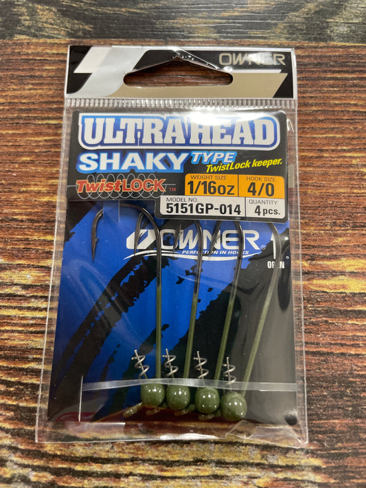 Owner Ultra Shaky Head 1/16 oz. 4/0 Green