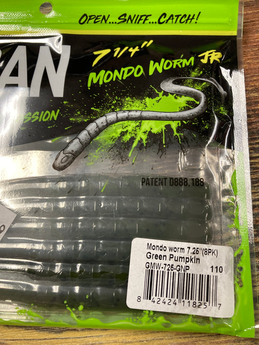 Googan Mondo Worm 7.25 “ Green Pumpkin
