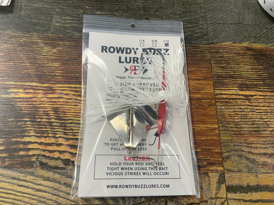 Rowdy Buzz Lures 1/2 oz. White Red Base