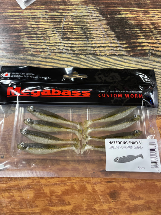 Megabass Hazedong 3” Green Pumpkin Shad