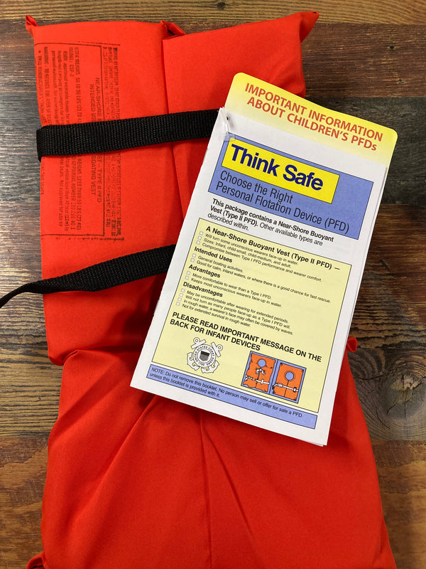 Think Safe Type II PFD. 50-90 lb. Orange – Lake Fork Resort