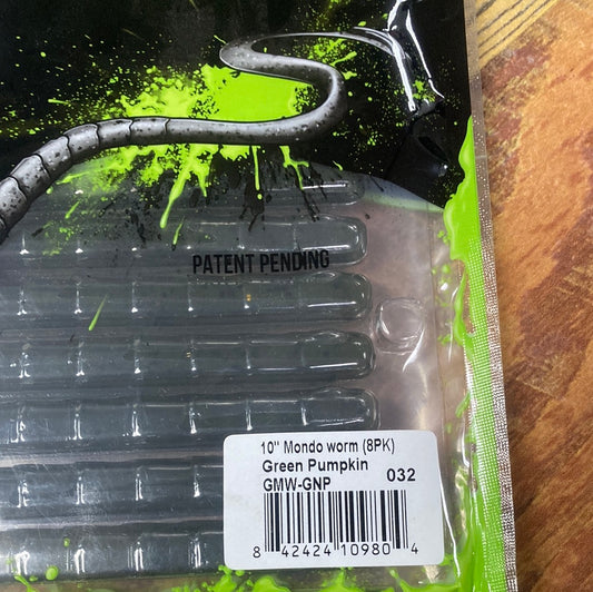 Googan Mondo Worm 10” Green Pumpkin