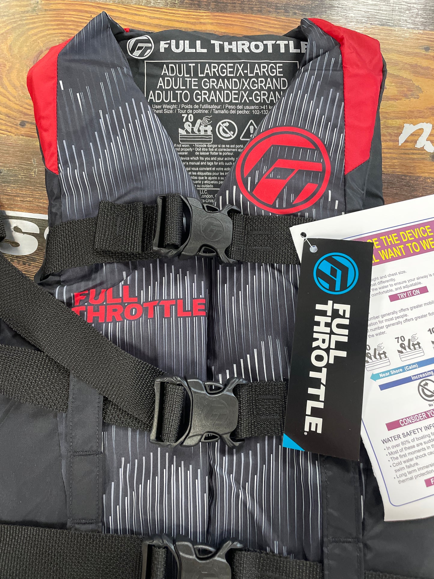 Full Throttle Nylon Life Jacket Adult L/XL Red