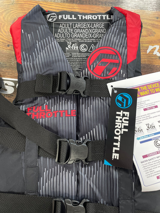 Full Throttle Nylon Life Jacket Adult L/XL Red