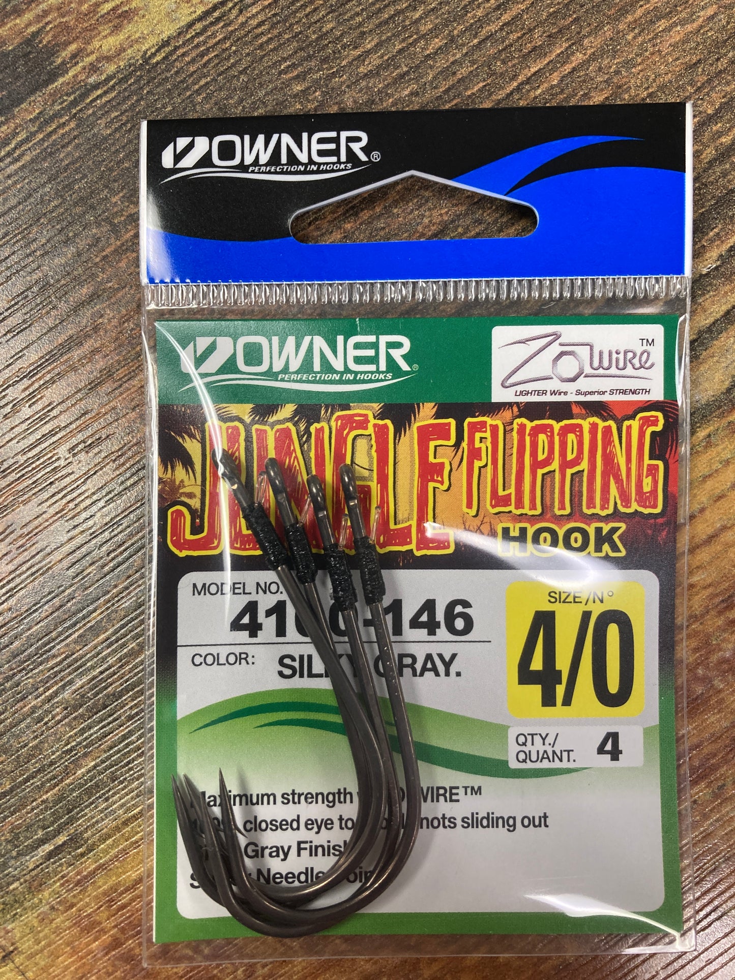 Owner Jungle Flipping Hooks 4/0 Silky Gray