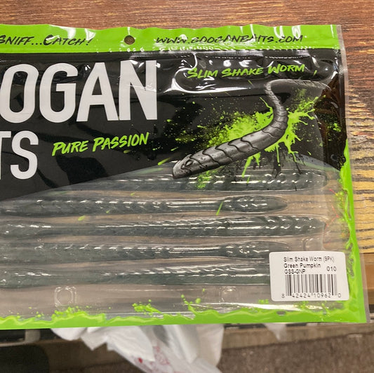Googan Slim Shake Worm Green Pumpkin