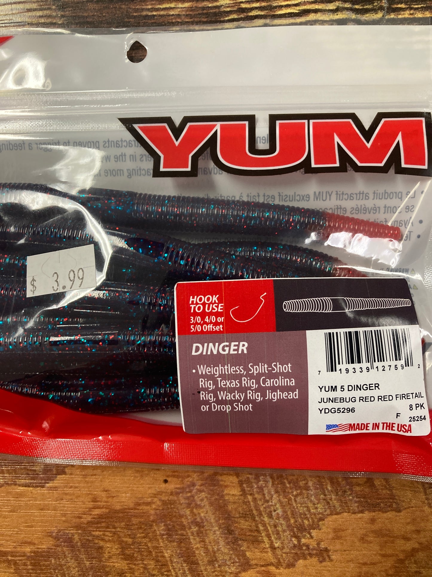 Yum Dinger 5” Junebug Red Rd Firetail