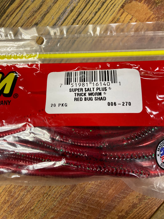 Zoom Trick Worm 6.5" Red Bug Shad