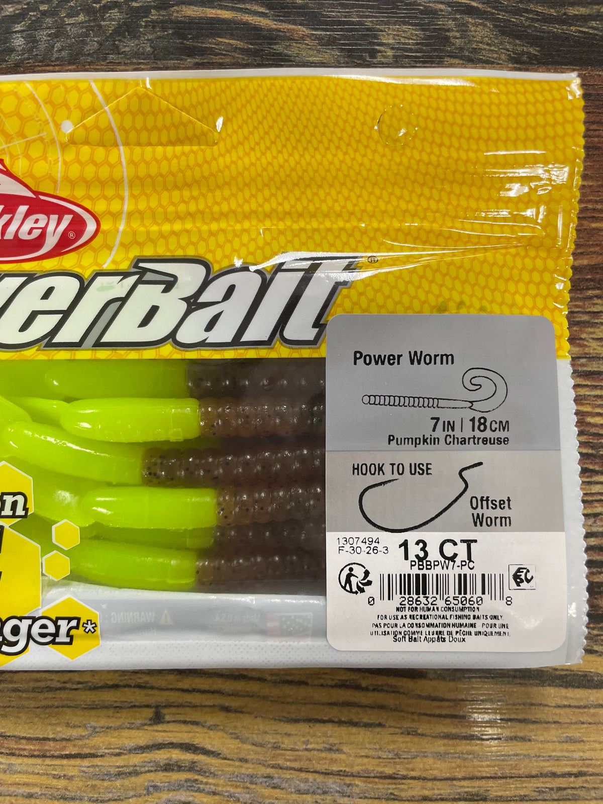Berkley Power Worm 7” Pumpkin Chartreuse