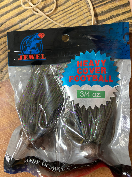 Jewel Football Jig 3/4 oz. Green Pumpkin Purple Flash